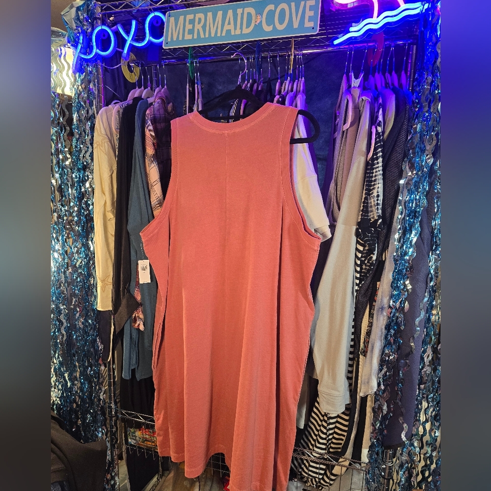 XXL NWT OLD NAVY Rusty Peach Dress 25-27"Ptp 41"Long 100 Cotton SOFT 2 Pckts - Picture 6 of 12